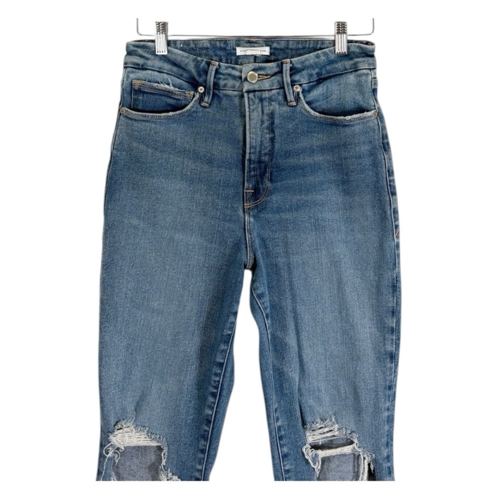 Good American Good Legs High Waist Distressed Stretch Denim Jeans Size 27 - Picture 4 of 9